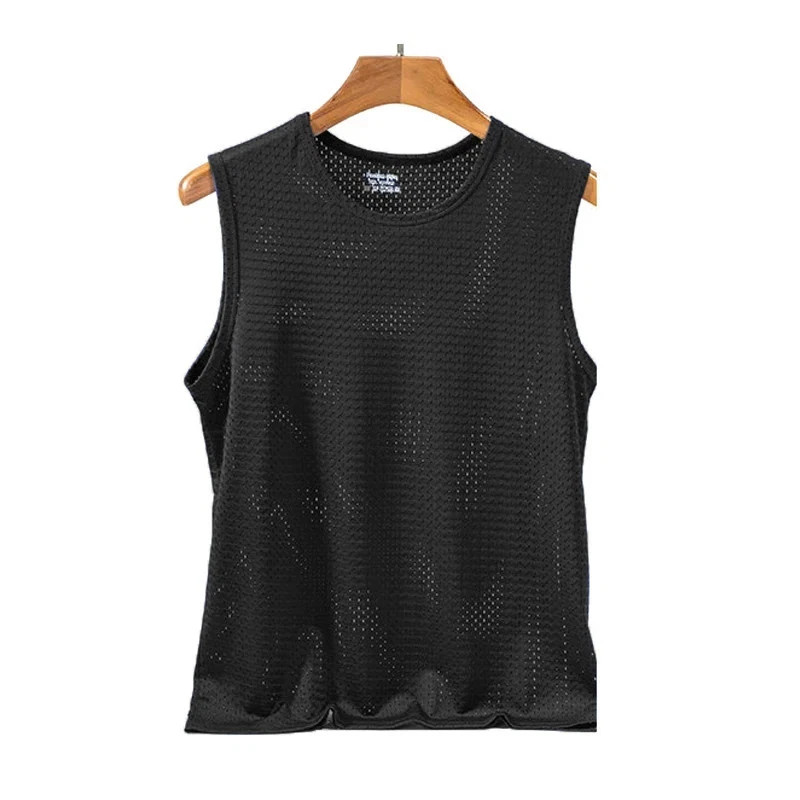 Men's Ice Silk Mesh Tank Tops Gym Stringer Transparent Bodybuilding