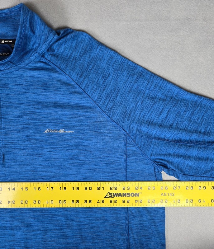 Eddie Bauer Pullover Mens 2XL Blue Motion FreeDry Quarter Zip Athletic Shirt gallery
