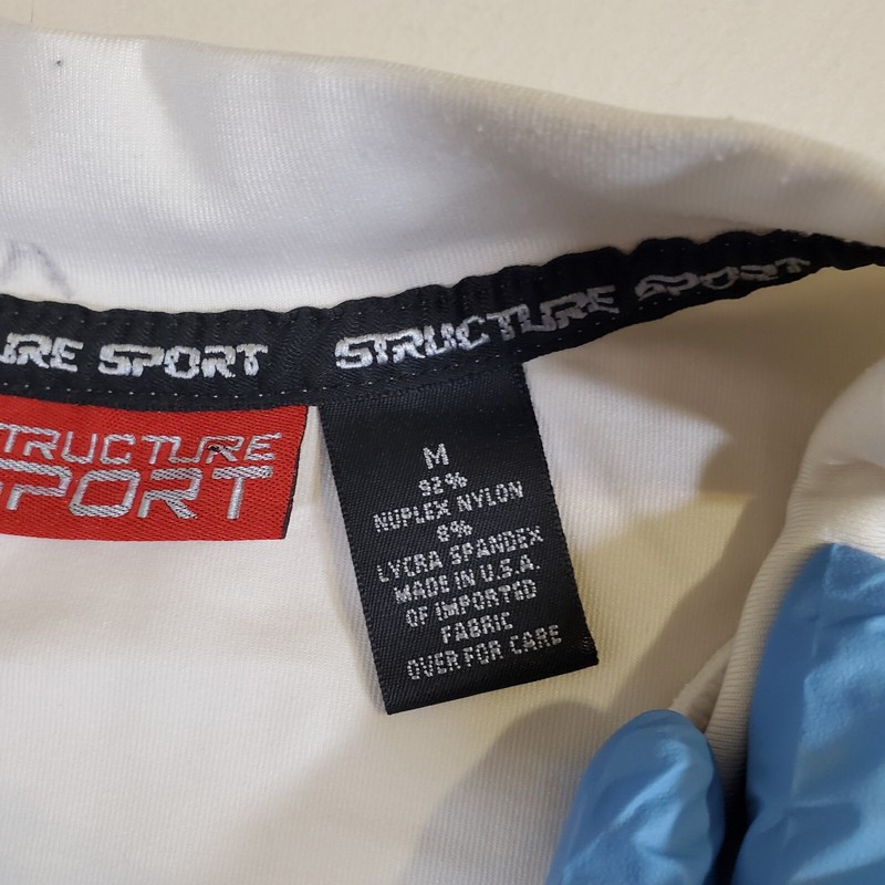Structure Sport White Black USA Made VTG 90s Y2K Medium 1/4 Zip Jersey Sport gallery