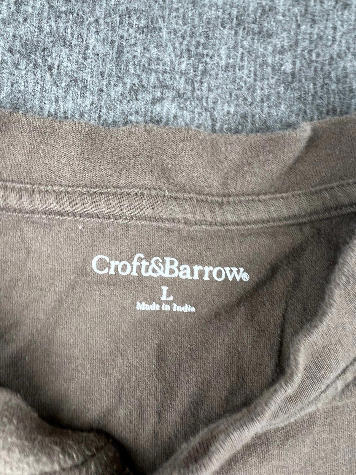 Croft & Barrow Men's T-Shirt Size Large Brown Short Sleeve Henley gallery