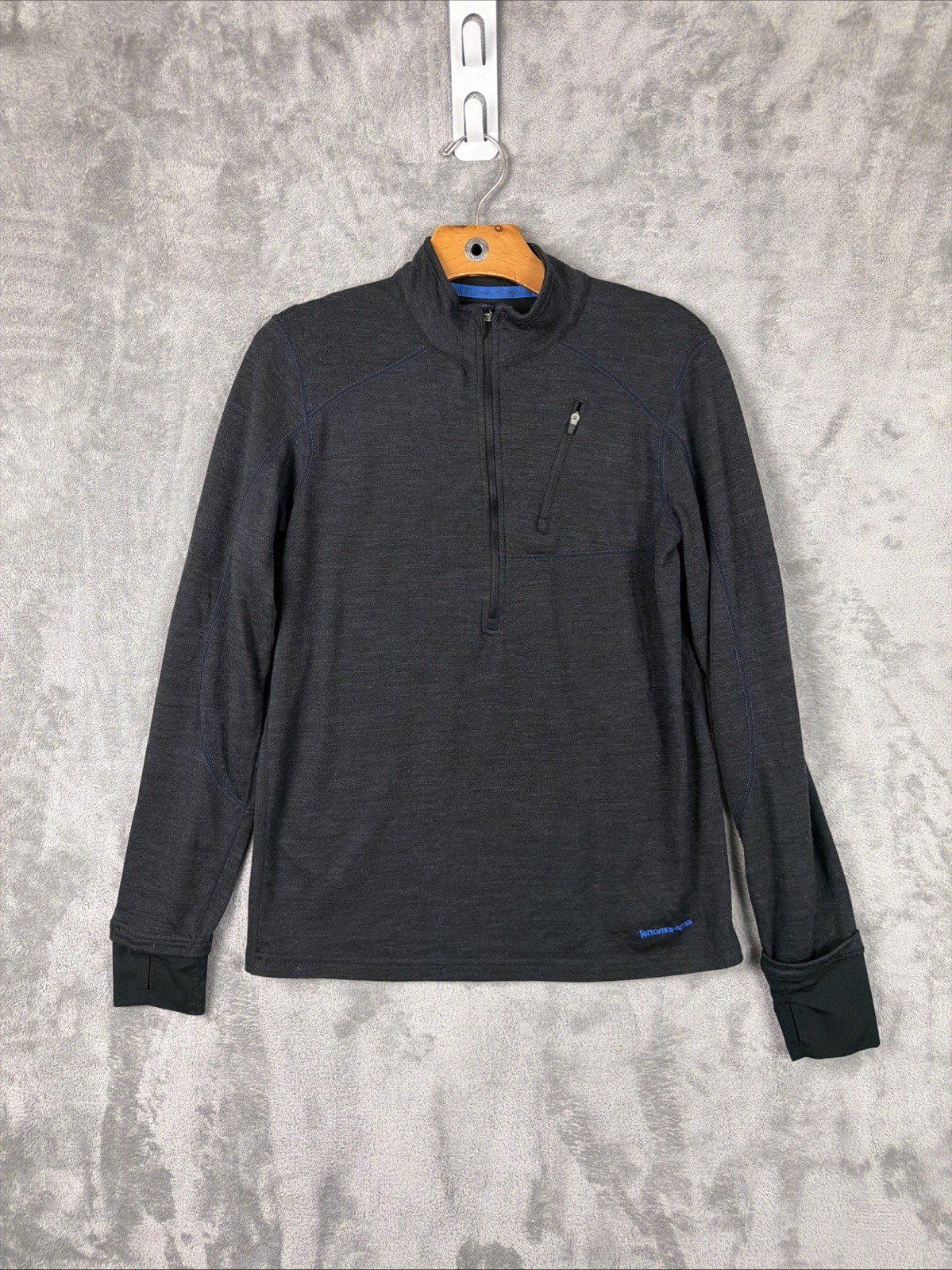 Terramar Climasense Base Layer Shirt Mens Small 1/4 Zip Wool Blend Thumbholes gallery