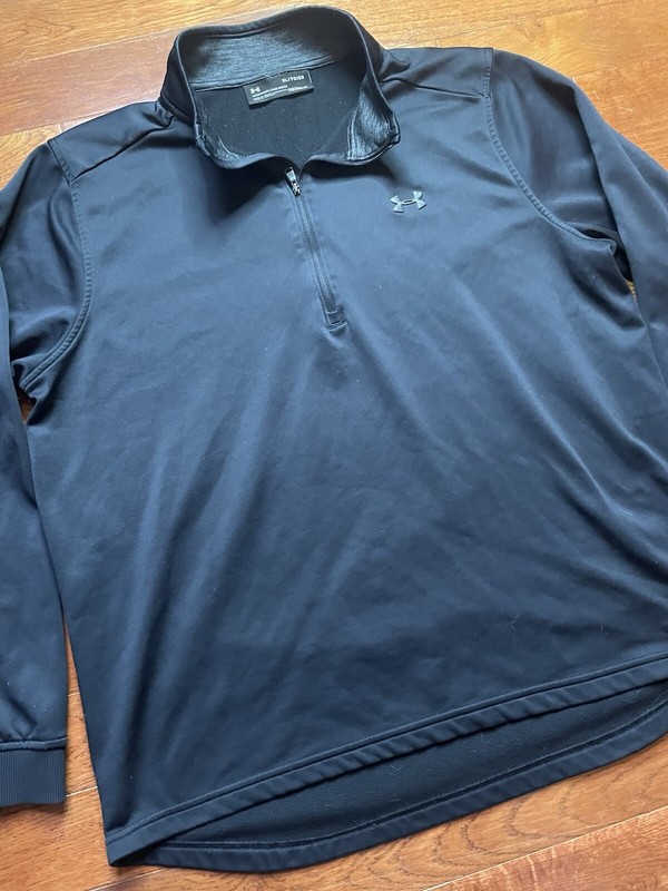 UNDER ARMOUR Men Pullover Extra Large Loose Fit Coldgear Black Quarter Zip Mock gallery
