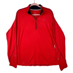 Nike Running Dri-FIT Quarter Zip Pullover Red Mens XL Thumbholes Reflective