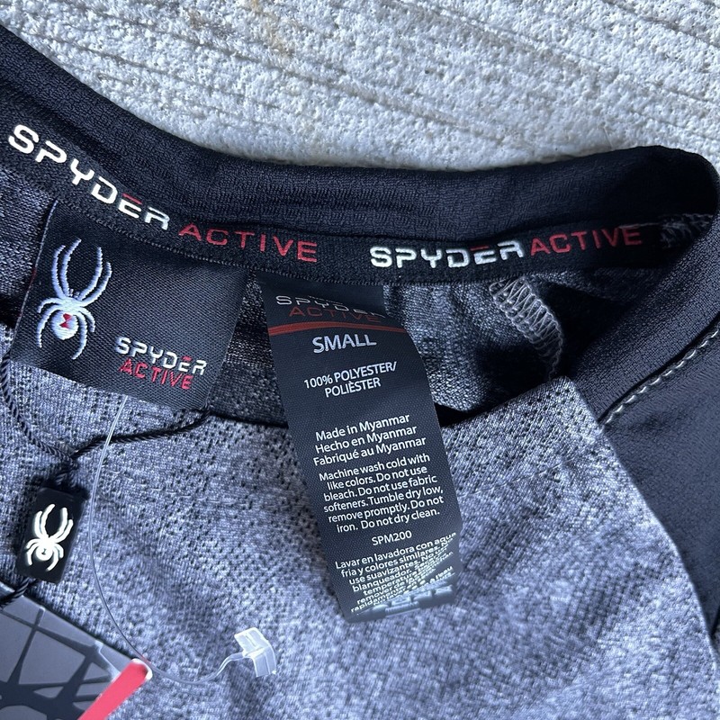 New Men's SPYDER Active Gray Raglan Crew Short Sleeve Shirt Size S gallery