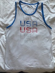 Under Armour Tank Top White USA Graphic Heat Gear Men’s Size Medium 4th of July