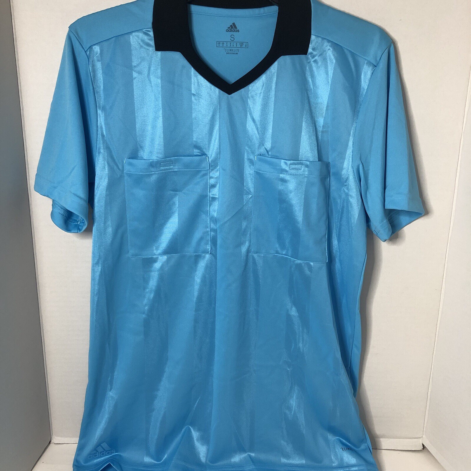 Adidas Men’s Activewear Shirt Small Blue Climalite Ref 18 Jersey Pockets NWT gallery