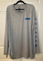 Hurley Men’s Gray Long Sleeve Graphic Rash Guard/Athletic Shirt – Size XL