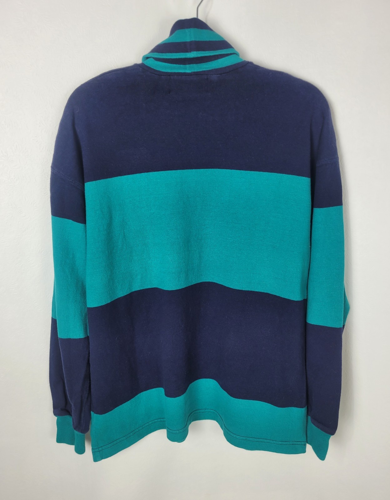 VTG Y2K York College, PA Rugby Pattern Turtleneck Shirt Men's Sz M USA Made gallery
