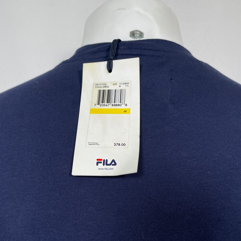 FILA Navy Blue Red Logo Trim Long Sleeve Viola Dress Women's MEDIUM NWT gallery