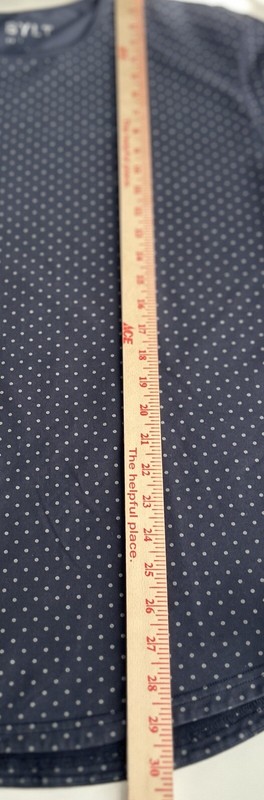 BYLT Drop Cut Lux Active T-Shirt * Large* Blue Polka Dot Performance Stretch gallery
