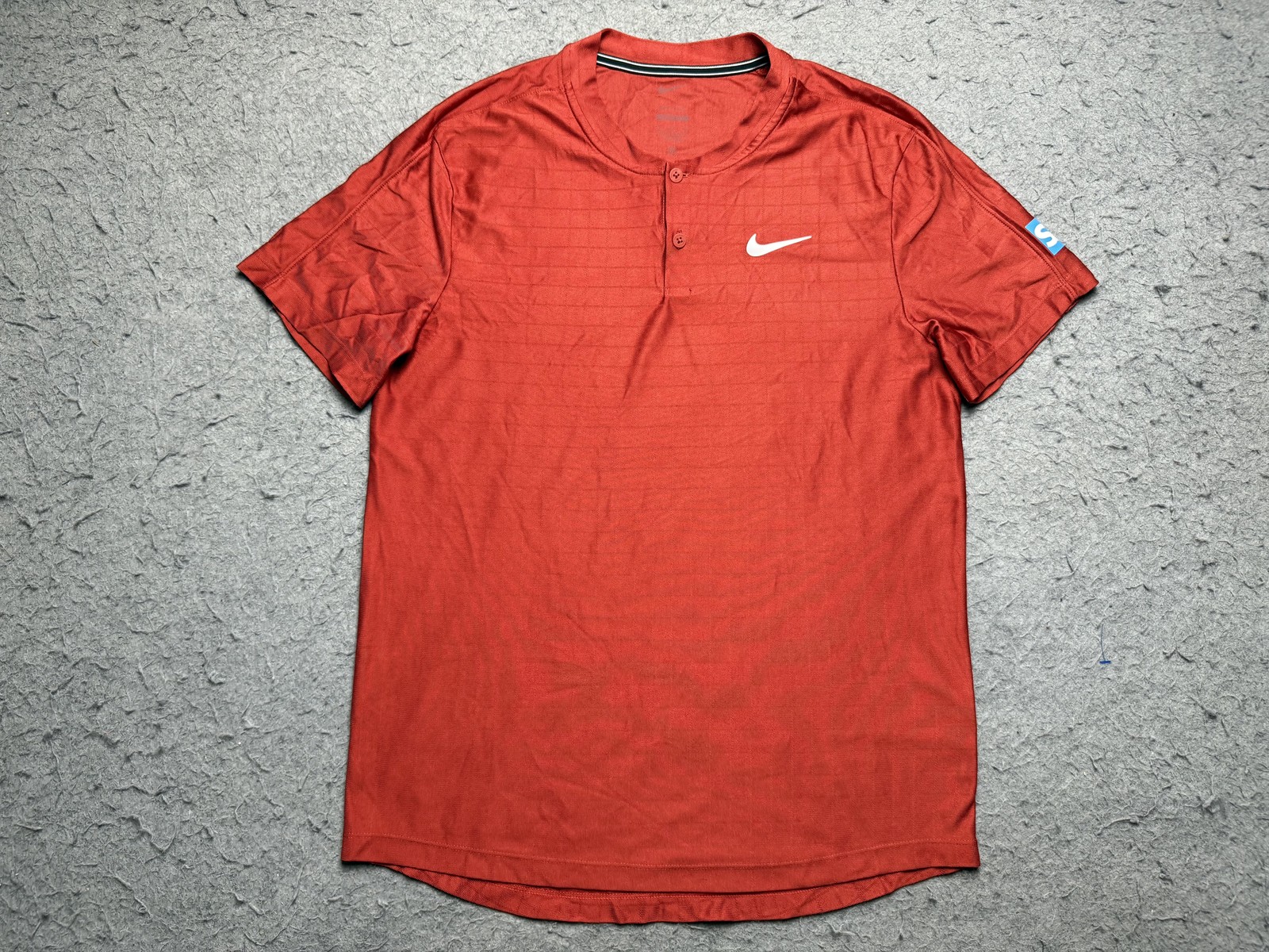 Nike Dri-FIT Henley Shirt Mens Medium Red SAP Training Jersey Top Blade Collar gallery