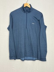 Patagonia Capilene Midweight Zip-T Top Mens Blue Mock Neck Base Layer M Vintage