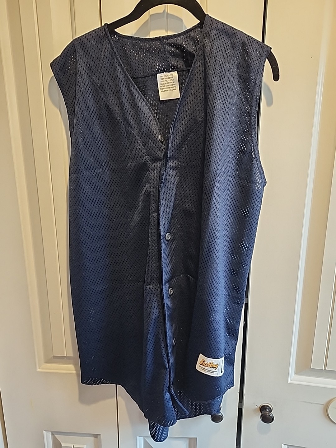 Mens Eastbay Blue Mesh Button Up Sleeveless Jersey Size Large gallery