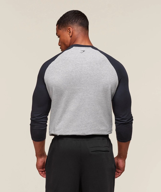 GYMSHARK COLLEGIATE RAGLAN3/4 SLEEVE T-SHIRT SIZE SMALL gallery