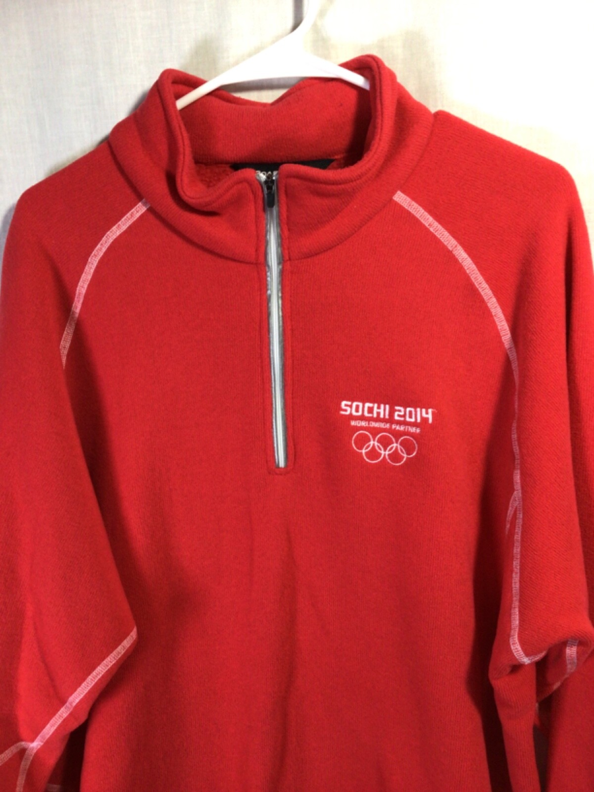Sochi 2014 Olympics (Coca-Cola) Red XL Long Sleeve Polyester 1/4 Zip Sweater J2 gallery