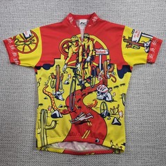 Kucharik Cycling Jersey Mens Small Red Yellow Desert Graphic 1/4 Zip Bike Shirt