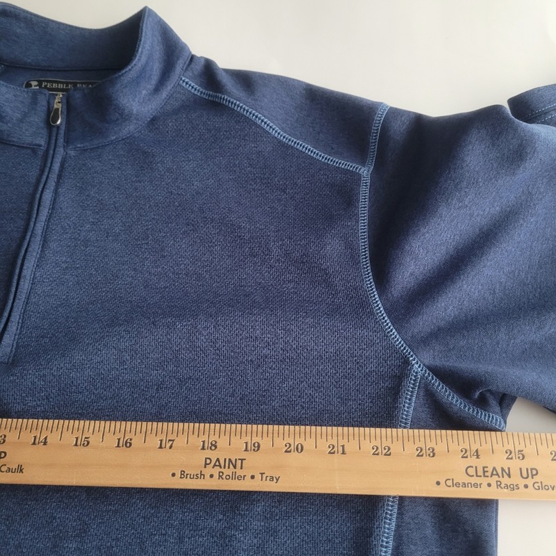 Mens Large 1/4 Zip Pebble Beach Performance Pullover Blue Quarter Golf Tennis gallery