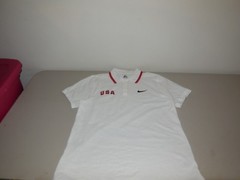 Nike USA Baseball Polo Shirt Team Olympics White Cotton Athletic Men’s Large L