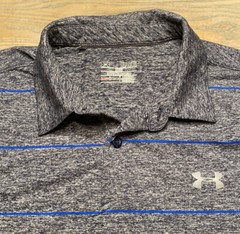 Under Armour Coolswitch Pivot Polo Shirt Blue Striped 1290145 Mens XL Short Slv