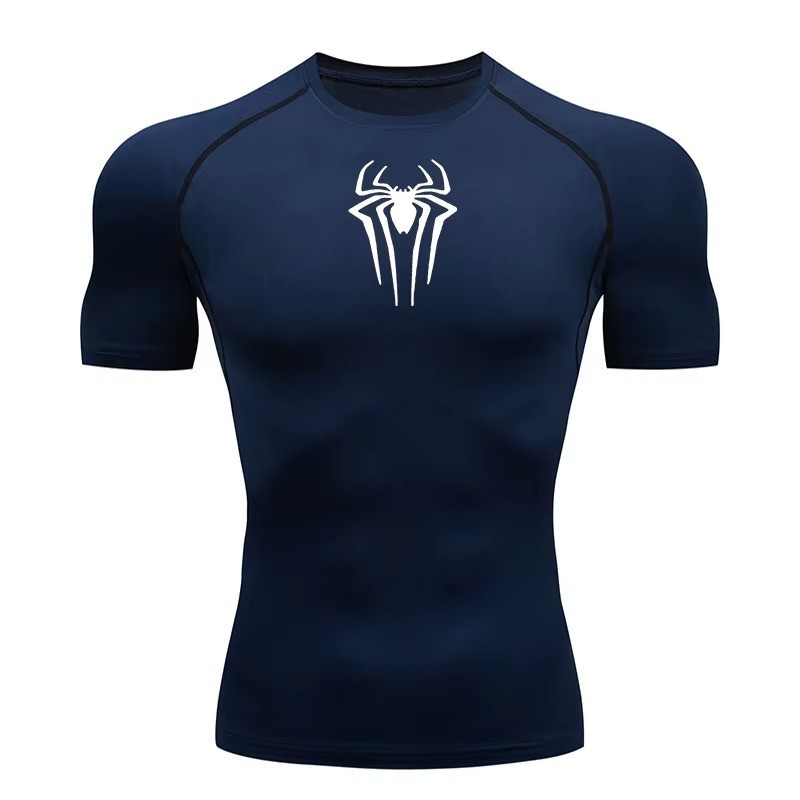 Men's Compression Shirt Short Sleeve Gym Workout Running Quick Dry Athletic Fitn