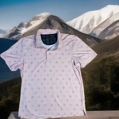 William Murray Logo Pink Floral Golf Lightweight Polo Shirt Mens Large