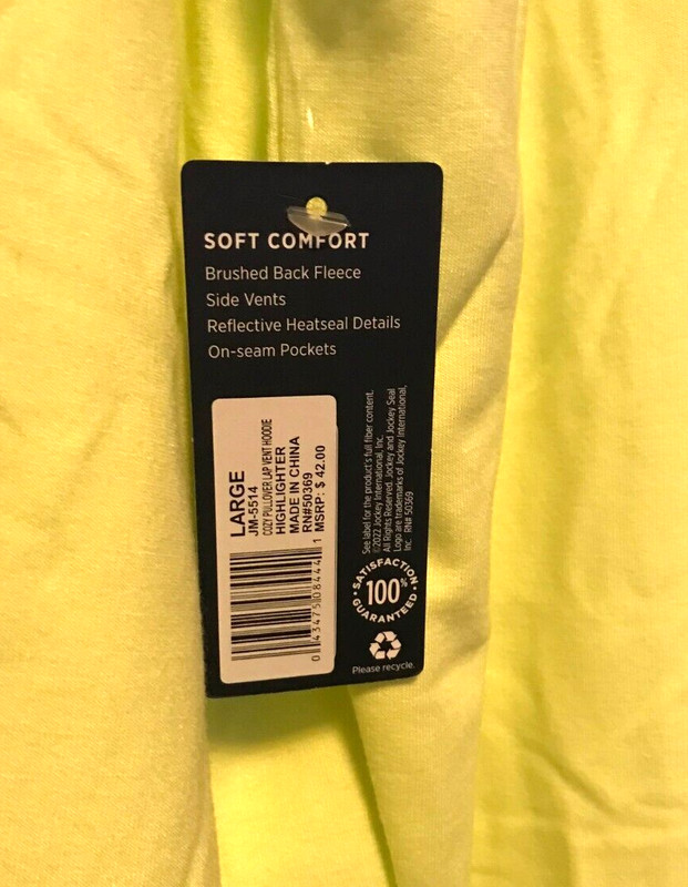 New JOCKEY Sports L Active Comfort Fleece Hooded Pullover Green Highlight Color gallery