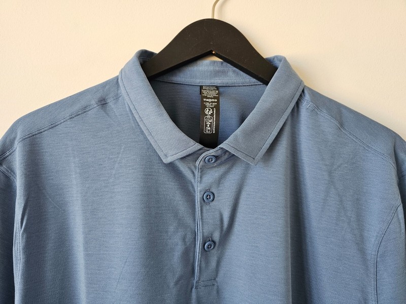 NWT LULULEMON Evolution SS Polo Top Shirt Men's XXL WSDN Washed Denim Blue gallery