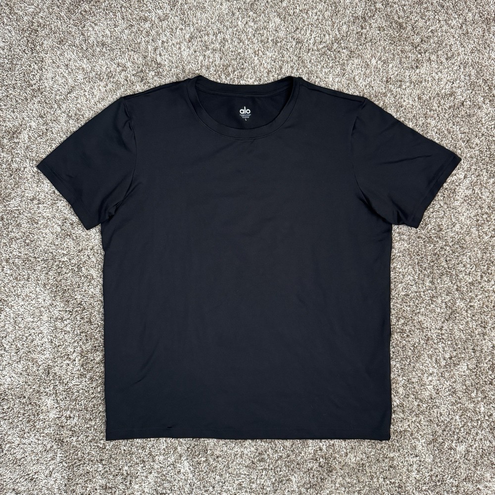 Alo Conquer Reform Crewneck Short Sleeve Shirt Men’s Large Black