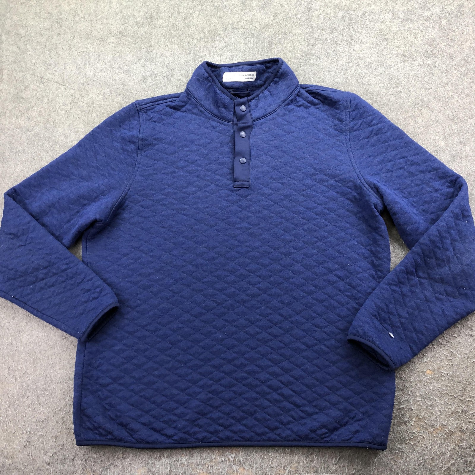 Holderness & Bourne Pullover Mens Large Blue Snap Mock Neck Long Sleeve Golf Top gallery