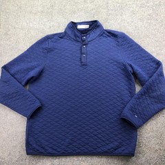 Holderness & Bourne Pullover Mens Large Blue Snap Mock Neck Long Sleeve Golf Top