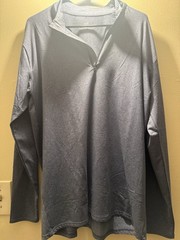 Fort Isle Men’s 1/4 Zip Mock Neck Pullover Shirt Solid Blue Polyester L