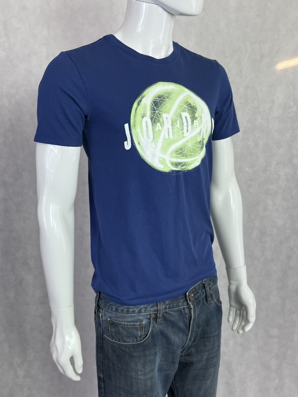 Nike Air Jordan Blue Mens Basketball Graphic Print Logo Cotton/Poly Tee Small gallery