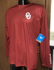 new Columbia OU OKLAHOMA SOONERS Red PHG Terminal Shot LS SHIRT Mens M Medium