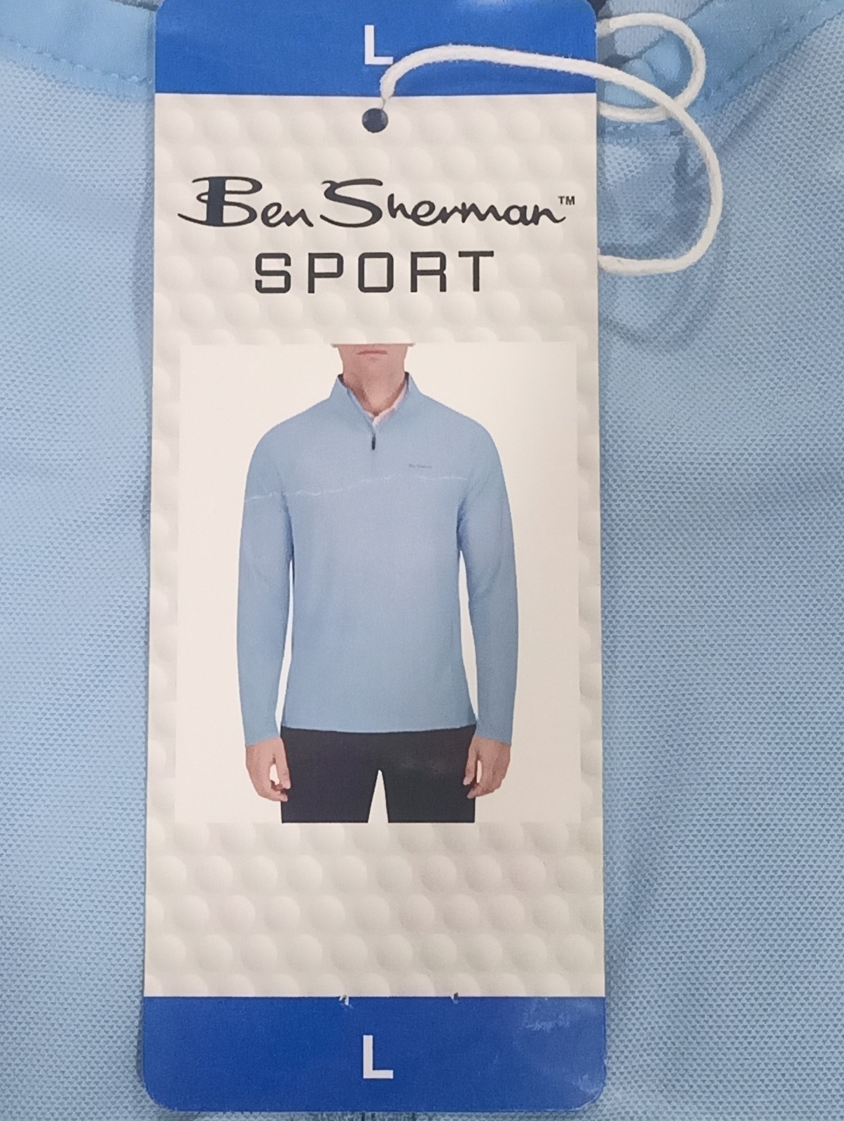 Ben Sherman Men's Quarter Zip Active Stretch Sport Blue Long Sleeve Shirt, Large gallery