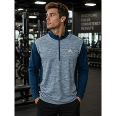 ADIDAS Men’s Large Dark Teal Green 1/4 Zip Pullover -1251