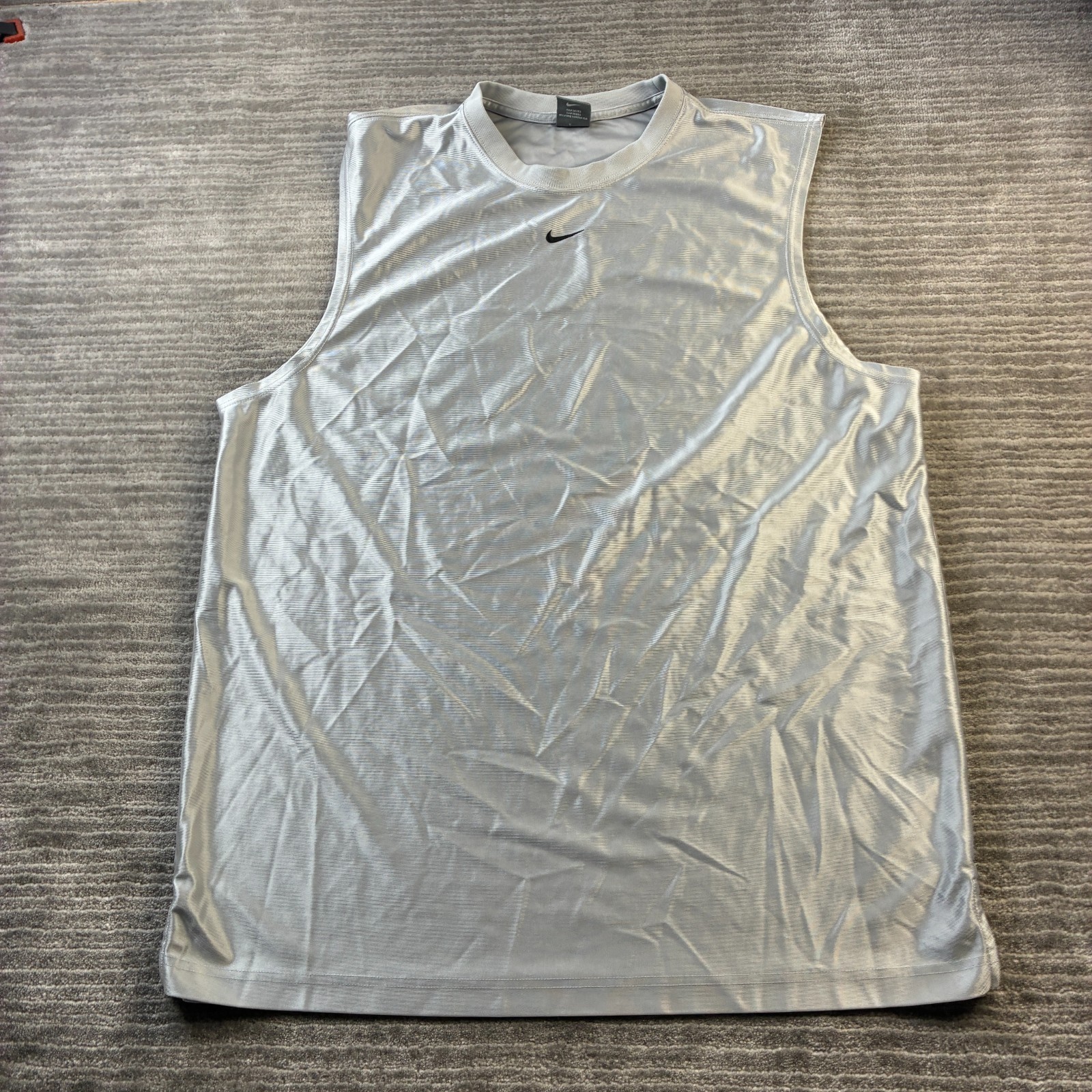 Nike Shirt Mens XL Silver Tank Top Shiny Dazzle Boxy Muscle Y2K Vintage gallery