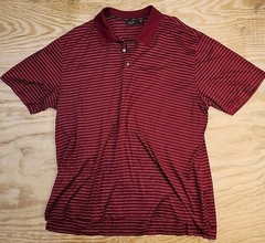5 Iron Tasso Elba Red Striped Golf Polo Super Soft Pima Cotton Shirt Mens XL