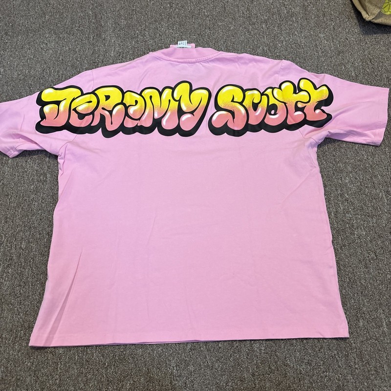 RARE Adidas Jeremy Scott Pink Graffiti T-Shirt Bubble Letters L SOLD OUT gallery