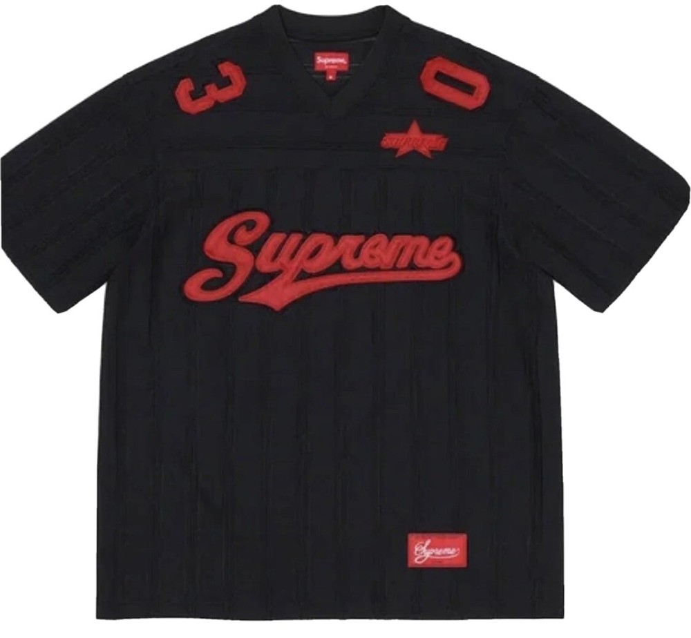 SUPREME MESH STRIPE FOOTBALL JERSEY BLACK SIZE XL SS21 WEEK 13 (IN HAND) NEW