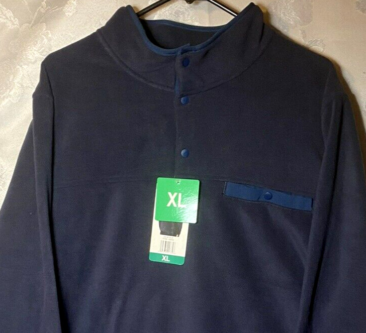 32 Degrees HEAT 1/4 Snap Arctic Fleece Sweater Men's XL Navy Blue LS Pocket NWT gallery