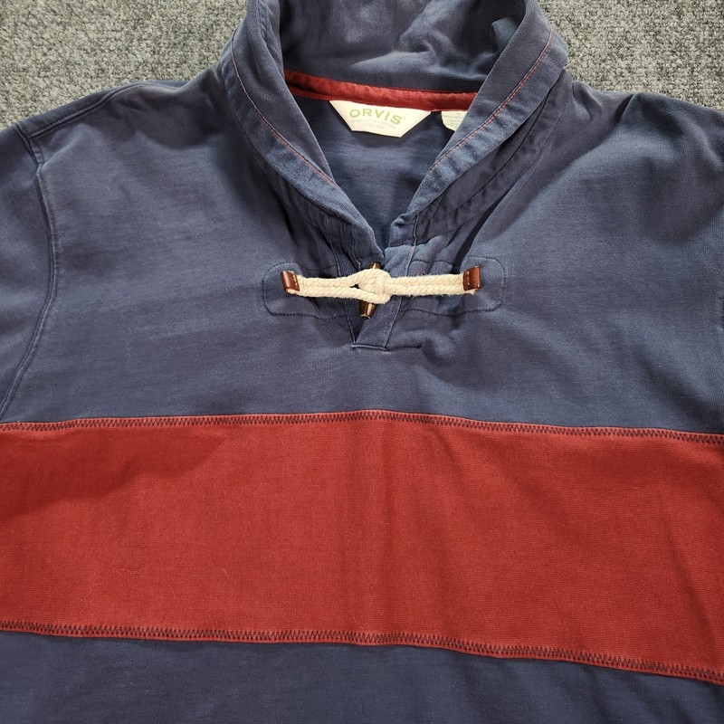 Orvis Light-heavyweight Sailing Rugby Shirt Large Blue Red Longsleeve Toggle gallery