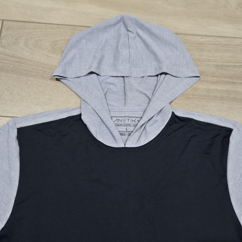 Anetik Hoodie Shirt Mens Large Gray Black Ultralight Outdoor UPF 30+ Pocket gallery