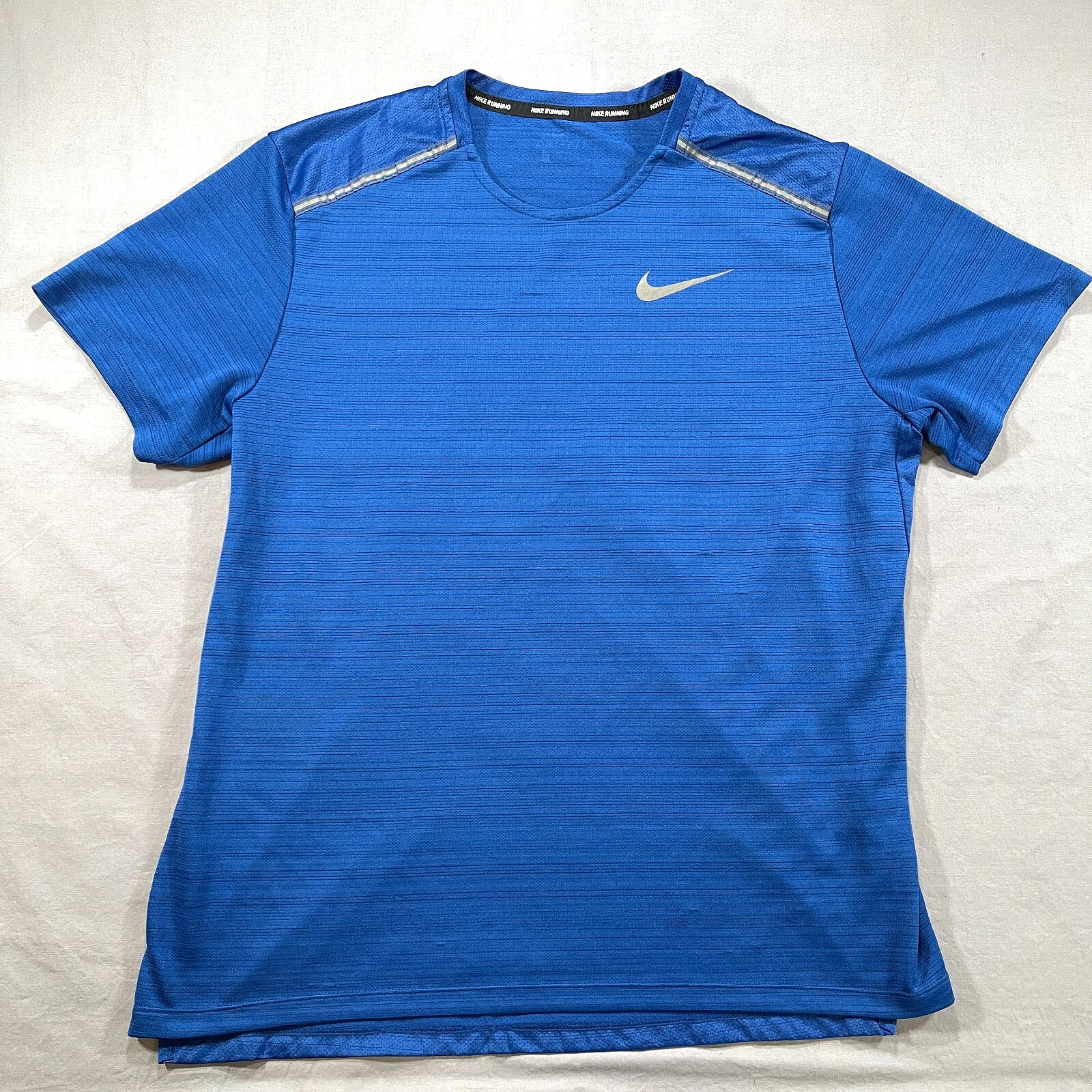Nike Dri-Fit Running Shirt Mens L Blue Crewneck Stretch Active Workout Swoosh gallery