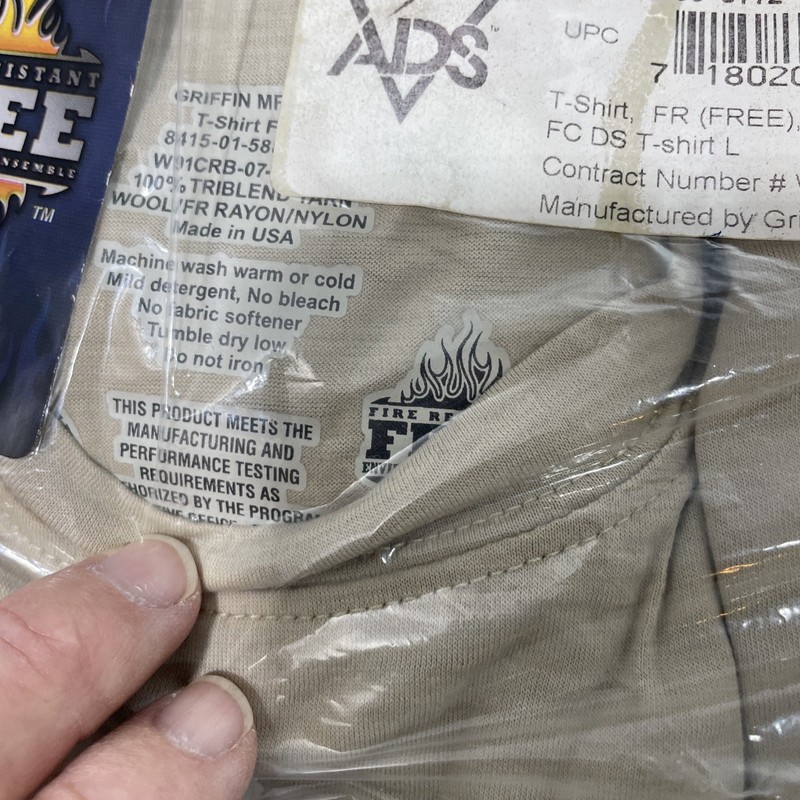 US Military ADS FLAME RESISTANT SHORT SLEEVE T-SHIRT TAN LARGE 8415-01-588-0772 gallery