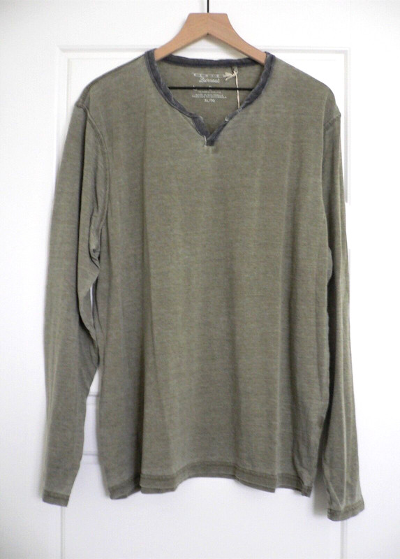 LUCKY BRAND Men's 2 Tone Venice Burnout Pullover Top Olive Size XL $39 NWT gallery