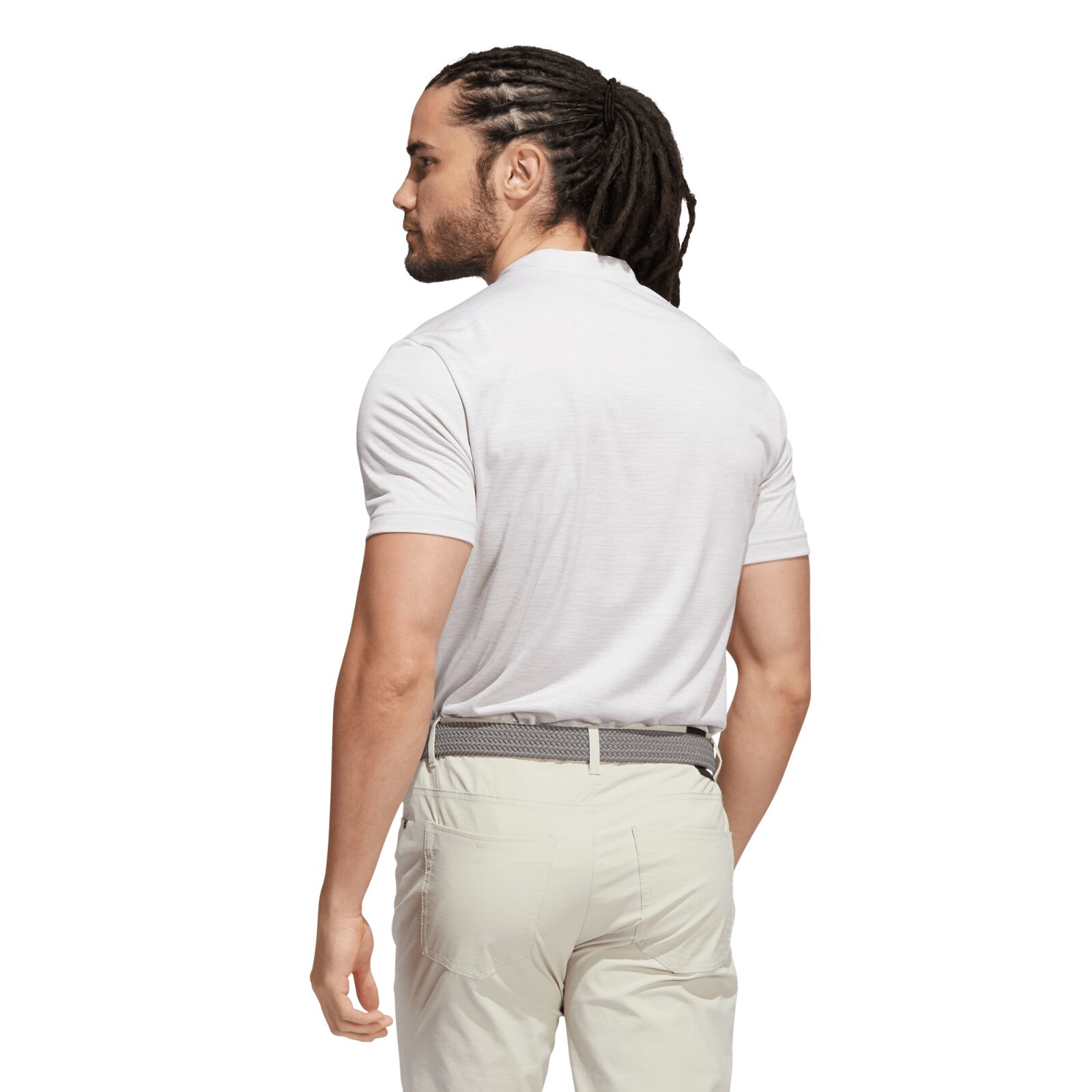 adidas Mens Texture Stripe Golf Polo Shirt HF9045 Clear Brown White 2XL $65 gallery