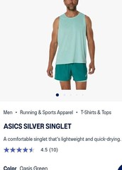 Asics Basic Tank Running Training Athletic Shirt Size Large Green