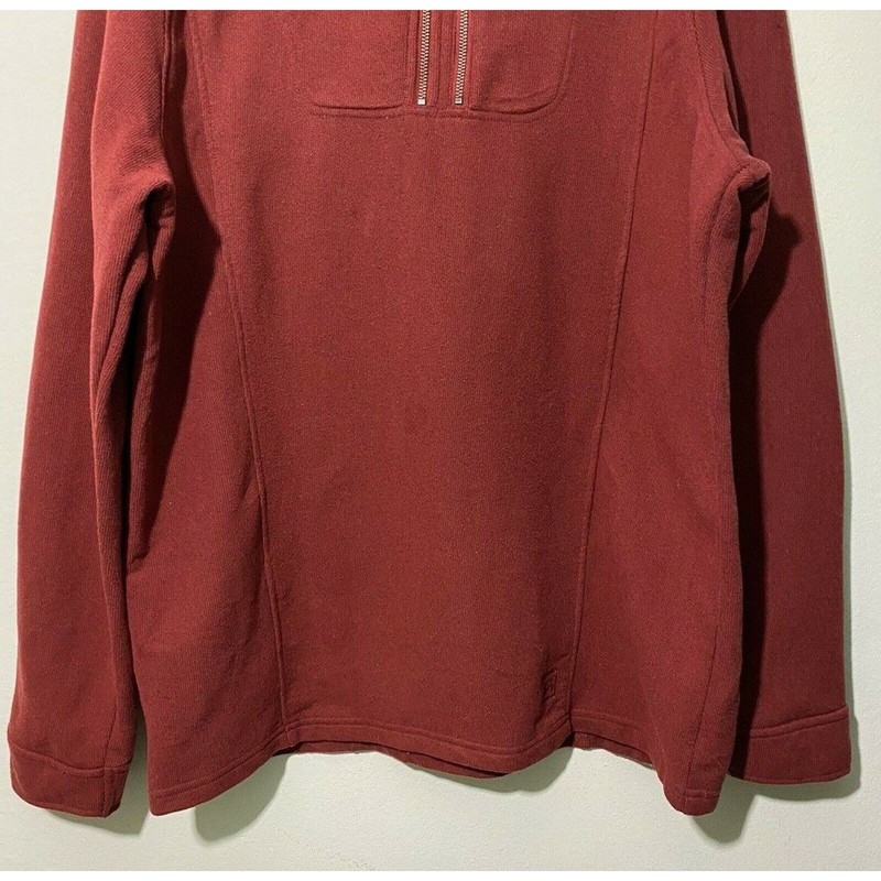 REI Men Burgundy Pullover Long Sleeve 1/4 Zip Pocket Casual Activewear Size XL gallery