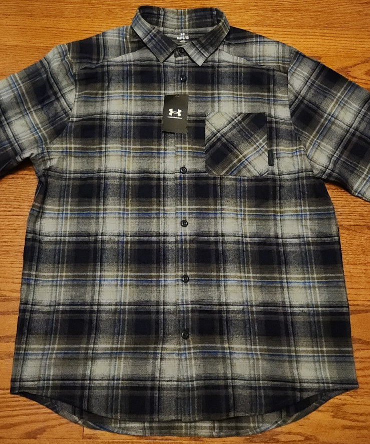 Under Armour Expanse Flannel Shirt 1386999-410 Navy Tech Blue New Men's Size XL