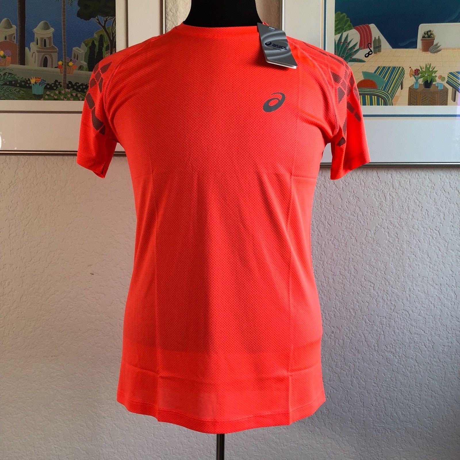 New Asics Speed SS Athletic Training Top M110447 Men's Medium Orange MSRP $80 gallery